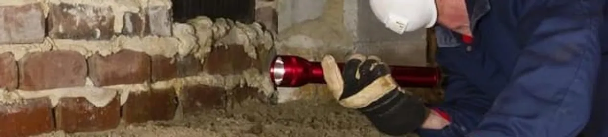 Pest control technician inspecting a crawl space for ant activity and entry points in Sioux Falls, SD